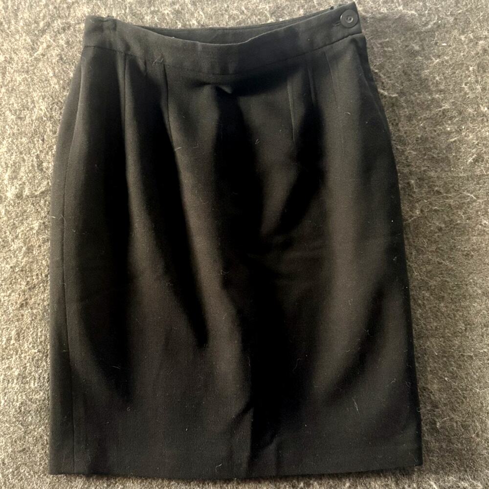 Barclay 100% Virgin Wool Pleated Pencil Skirt Black Size 6 Fully Lined